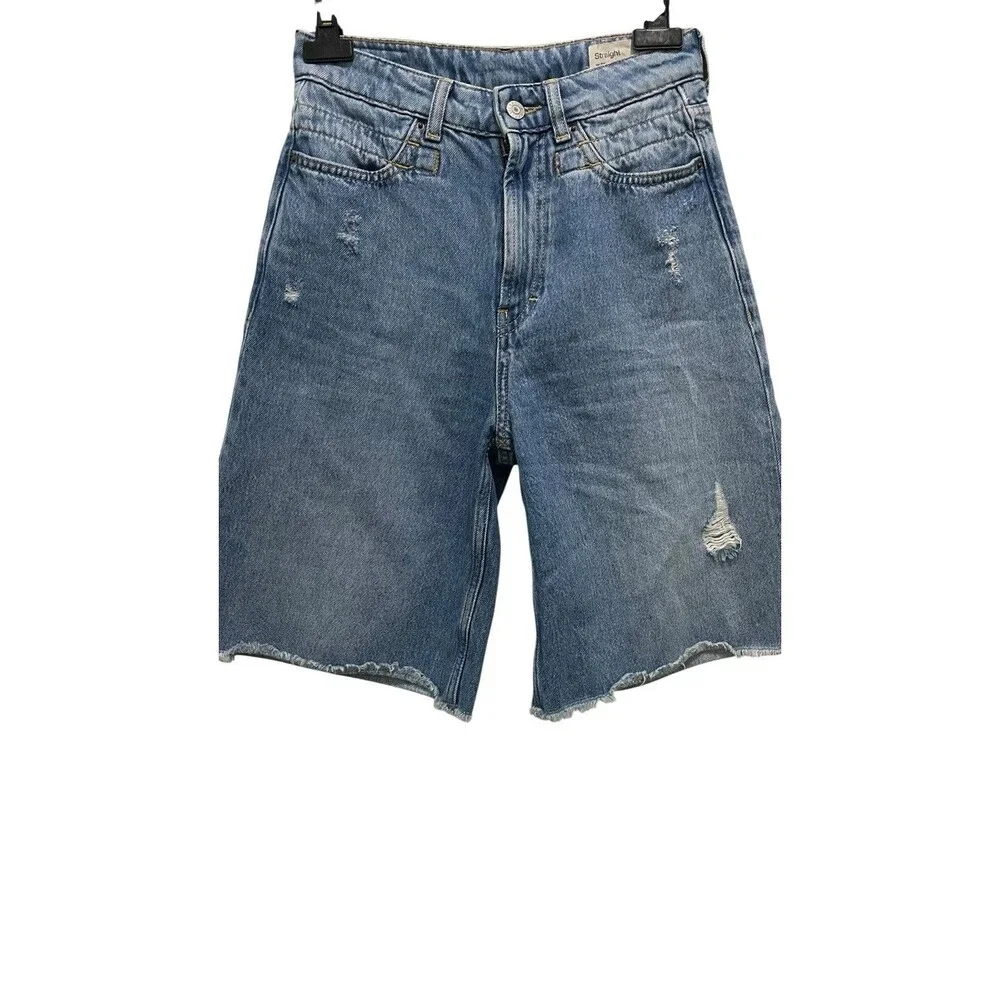 Esprit Baggy High Waist Bermuda Denim Shorts Skate Mom Jean 100% Cotton SZ 26